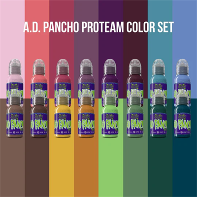 World Famous Ink A.D. Pancho Proteam 16’lı Dövme Boyası Seti 1oz - 30ml