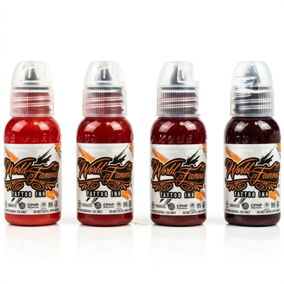 World Famous Ink Dima NBK Fire Red 4lü Dövme Boyası Seti 1oz - 30ml x 4