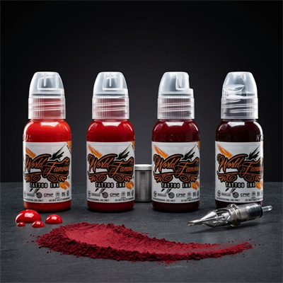 World Famous Ink Dima NBK Fire Red 4lü Dövme Boyası Seti 1oz - 30ml x 4