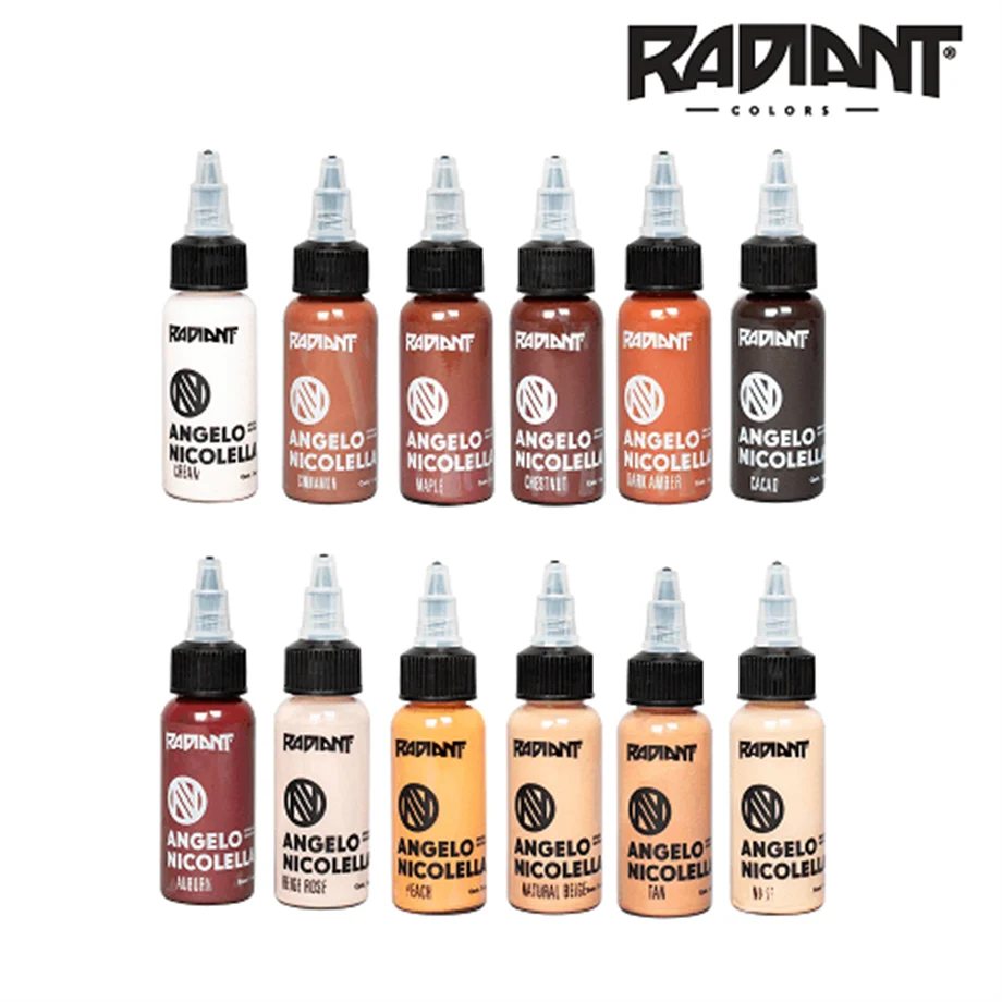 Angolo Colurs Radiant Colors Angelo Nicolella Portre Dövme Boyası Seti 12’li 1oz - 30ml