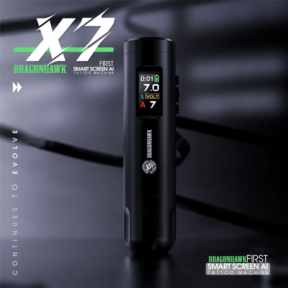 Dragonhawk X7 Kablosuz Dövme Makinesi | 3.5mm | Akıllı Ekran