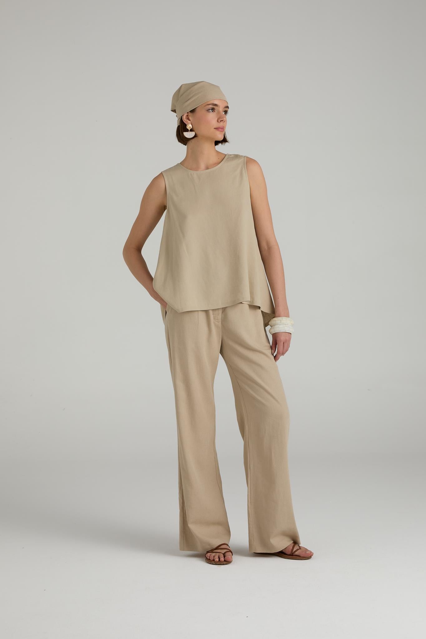 Keten Karışımlı Comfort Fit Pantolon