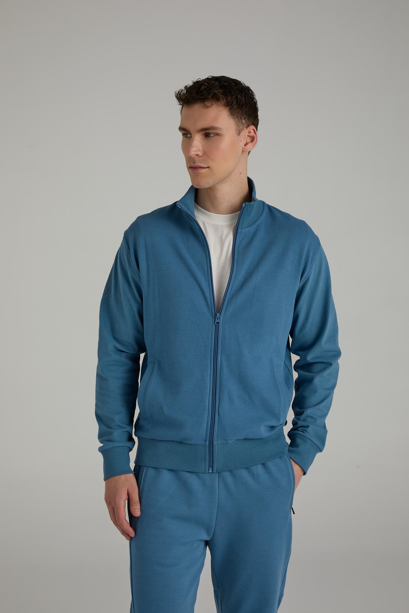 Jakarlı Dik Yaka Fermuarlı Sweatshirt