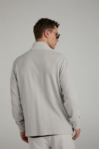 Jakarlı Yarım Fermuarlı Sweatshirt