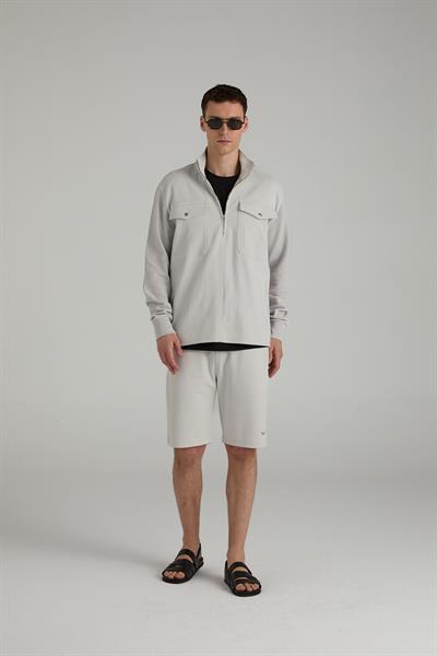 Jakarlı Yarım Fermuarlı Sweatshirt