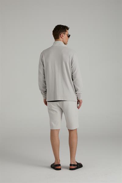Jakarlı Yarım Fermuarlı Sweatshirt