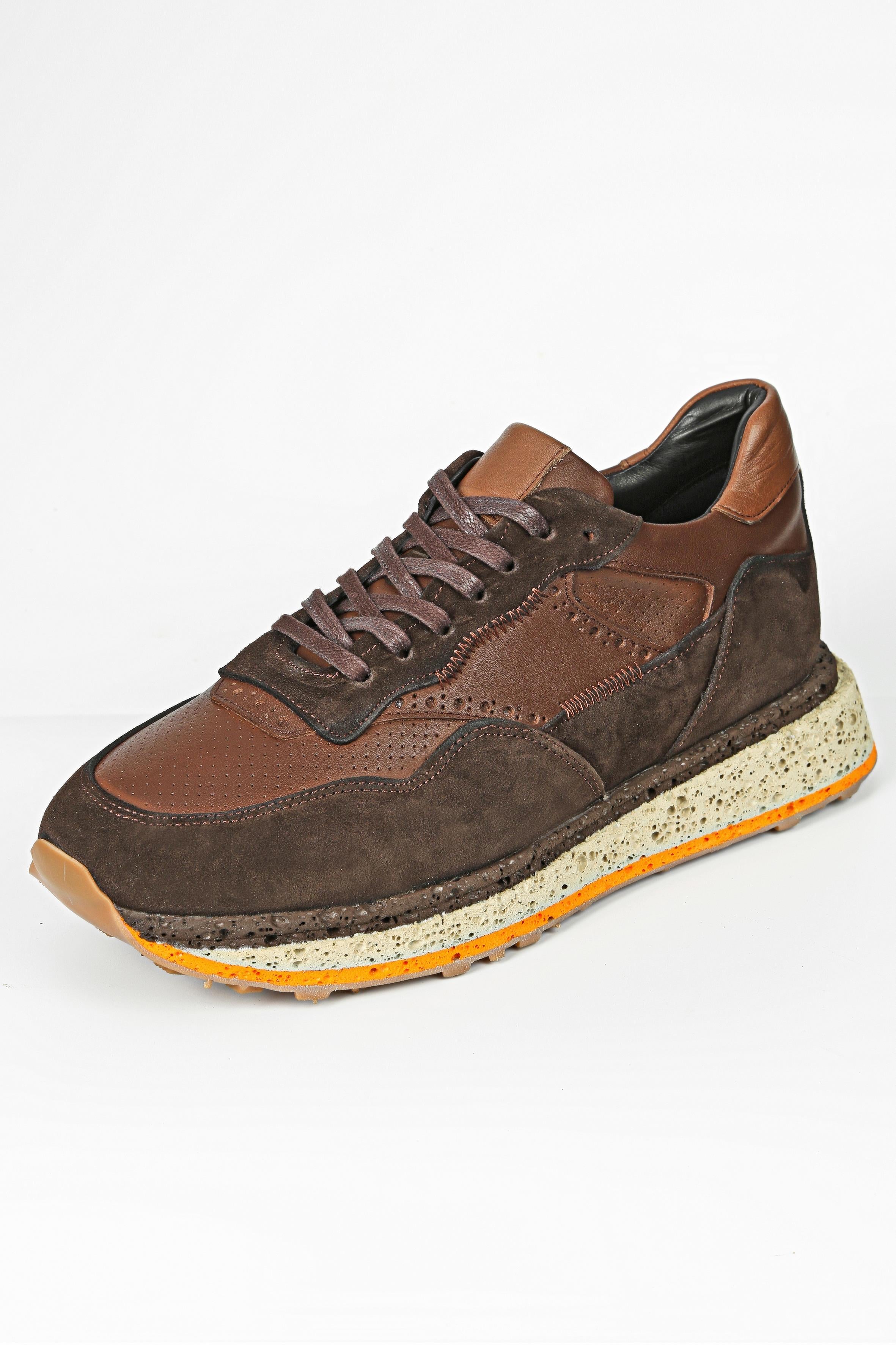 Savage %100 Hakiki Naturel Dana Derisi Kahverengi Erkek Sneaker Ayakkabı