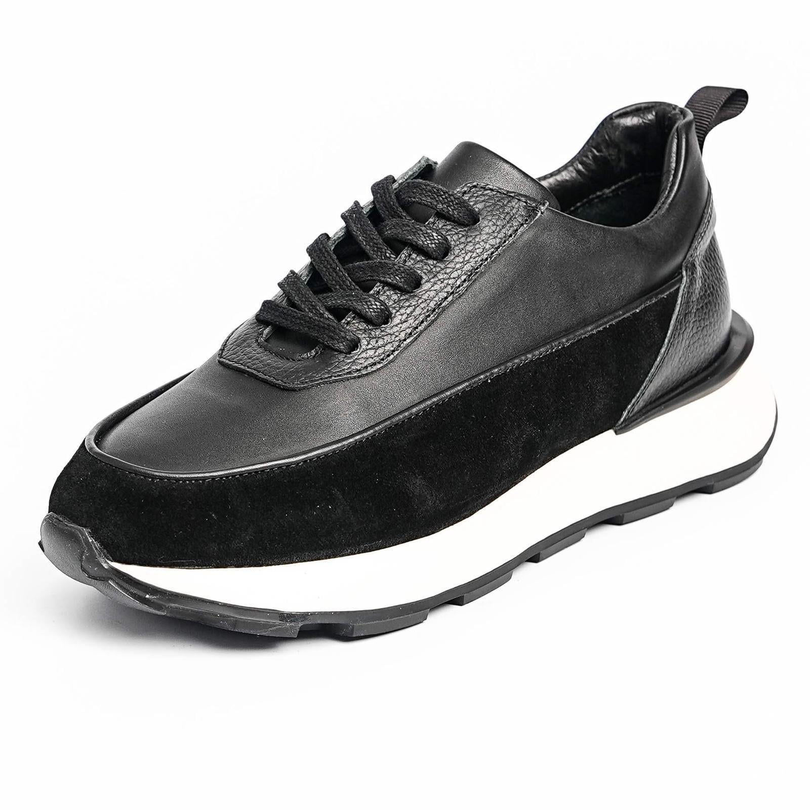 Gaston Hakiki Deri El Yapımı Erkek Siyah Sneaker Ayakkabı