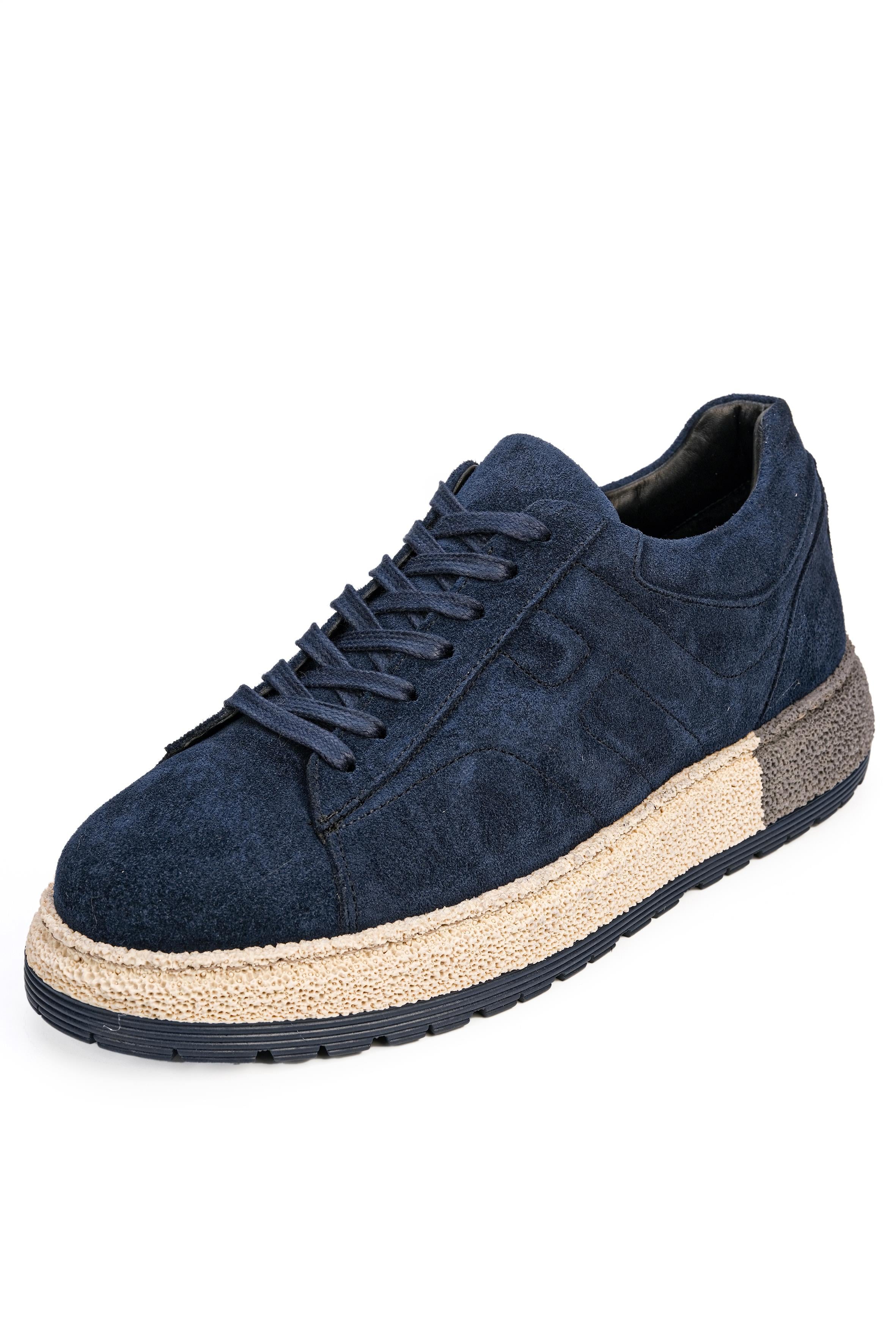 Bastille Hakiki Deri El Yapımı Erkek Lacivert Günlük Sneaker