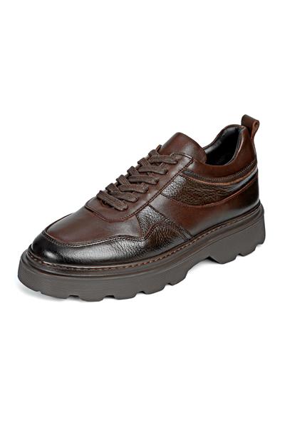 Bellavia Hakiki Deri El Yapımı Erkek Kahverengi Sneaker Ayakkabı