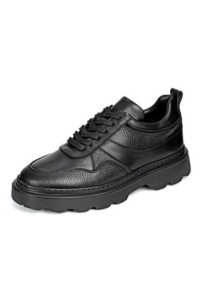 Bellavia Hakiki Deri El Yapımı Erkek Siyah Sneaker Ayakkabı