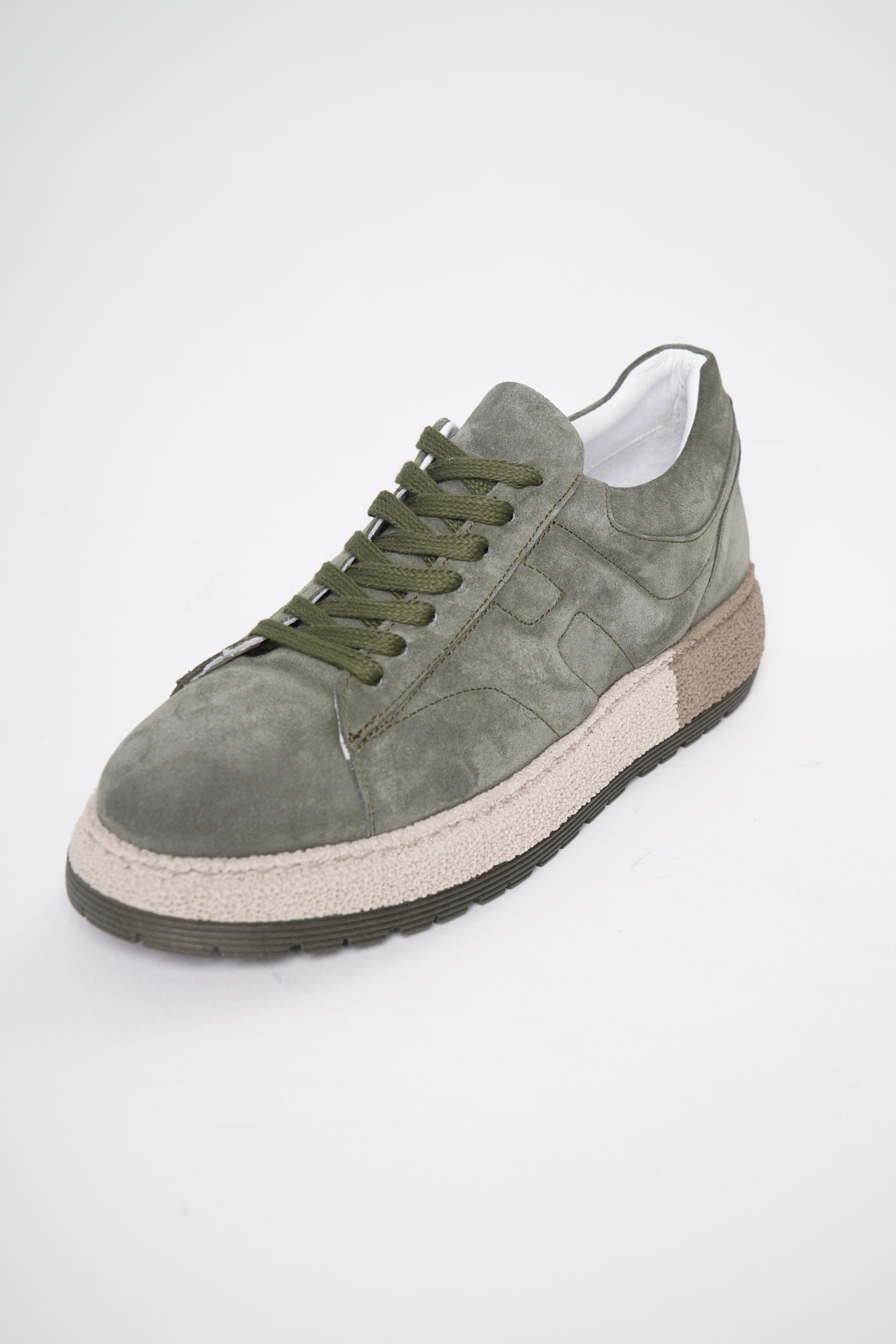 Bastille Hakiki Deri El Yapımı Erkek Haki Günlük Sneaker