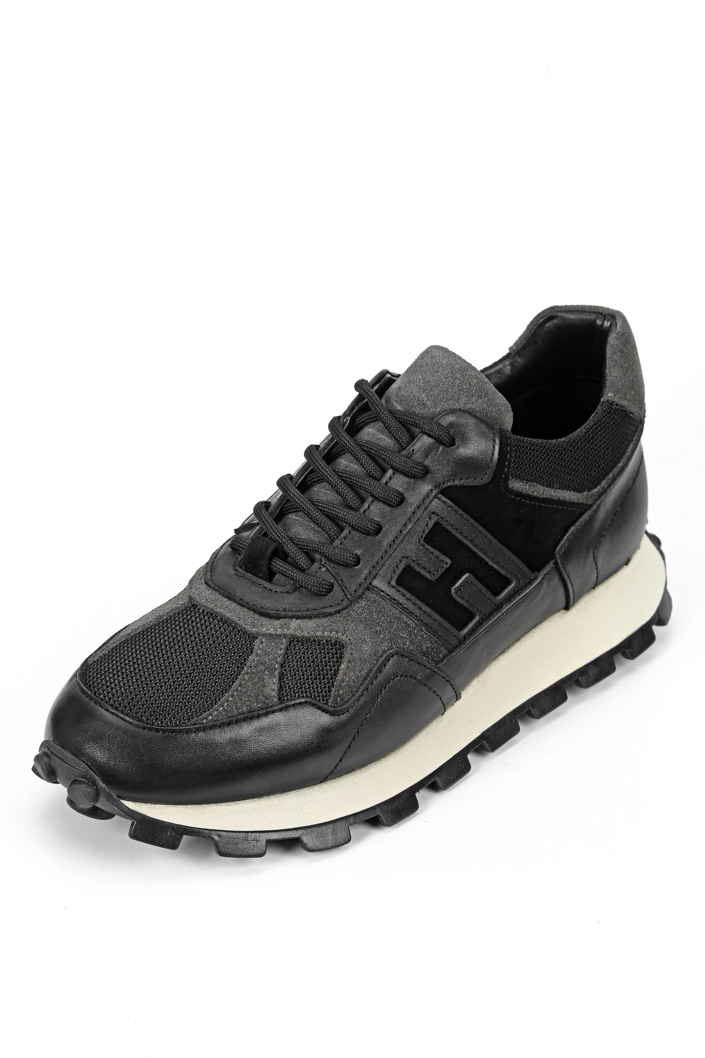 Tiglon Hakiki Deri El Yapımı 586 Siyah Sneakers Ayakkabı