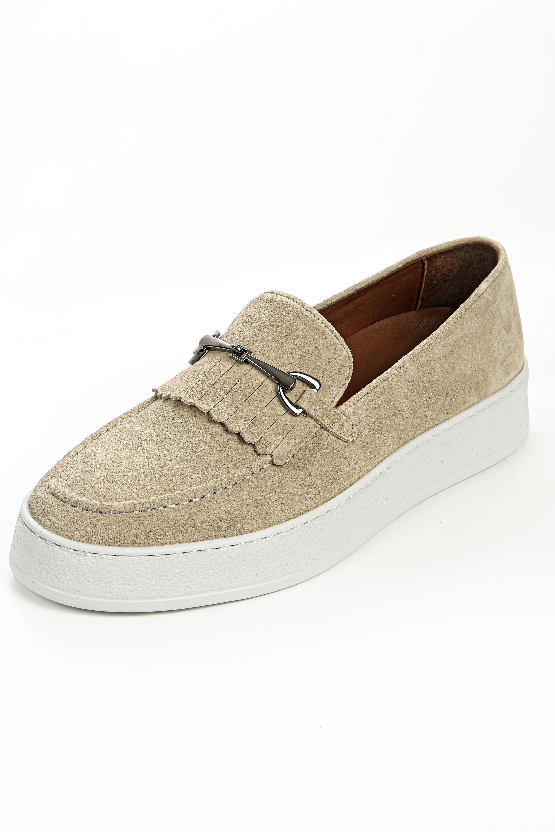 Nox Hakiki Deri El Yapımı Erkek Bej Loafer Ayakkabı