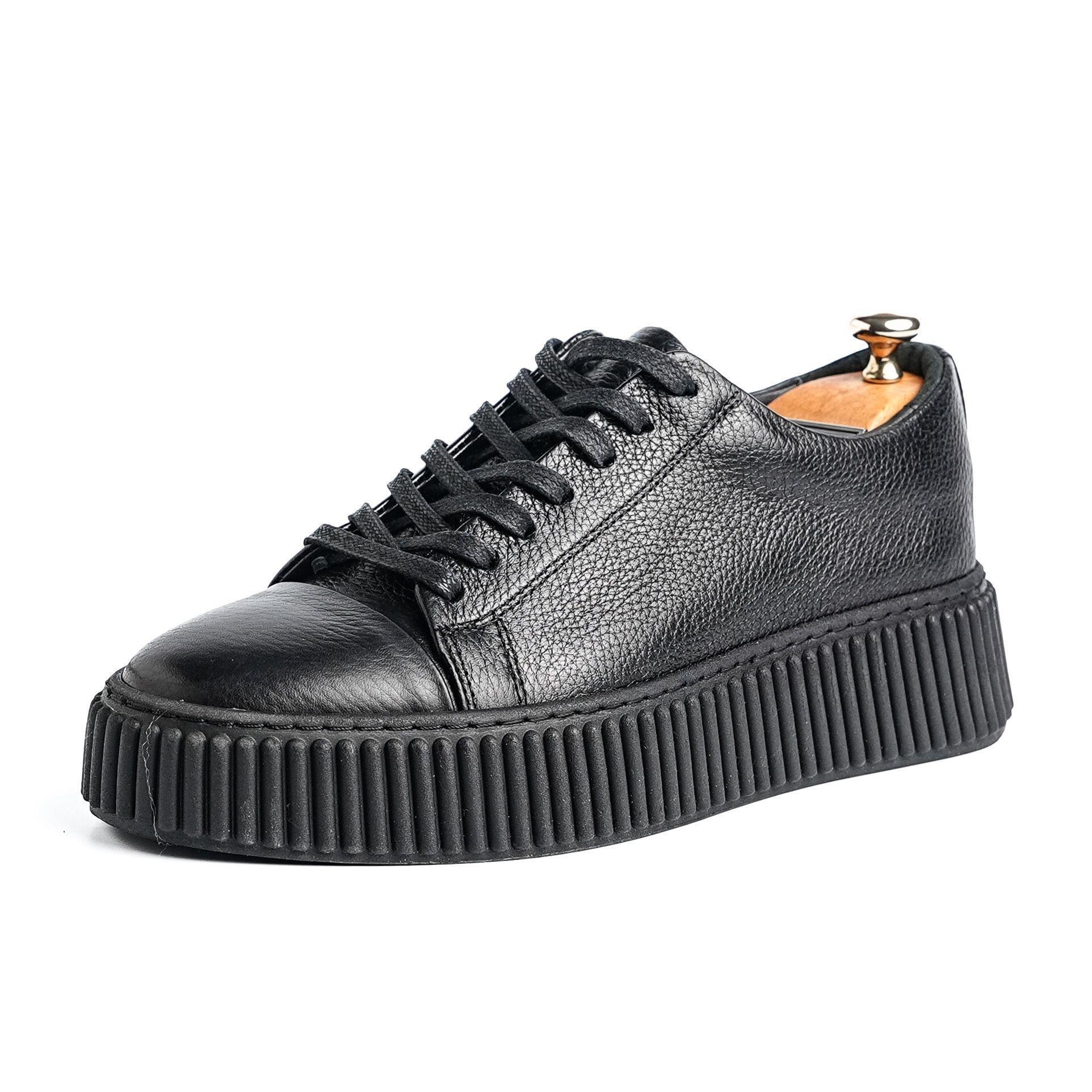 Mattias Siyah Erkek Hakiki Deri El Yapımı Sneakers