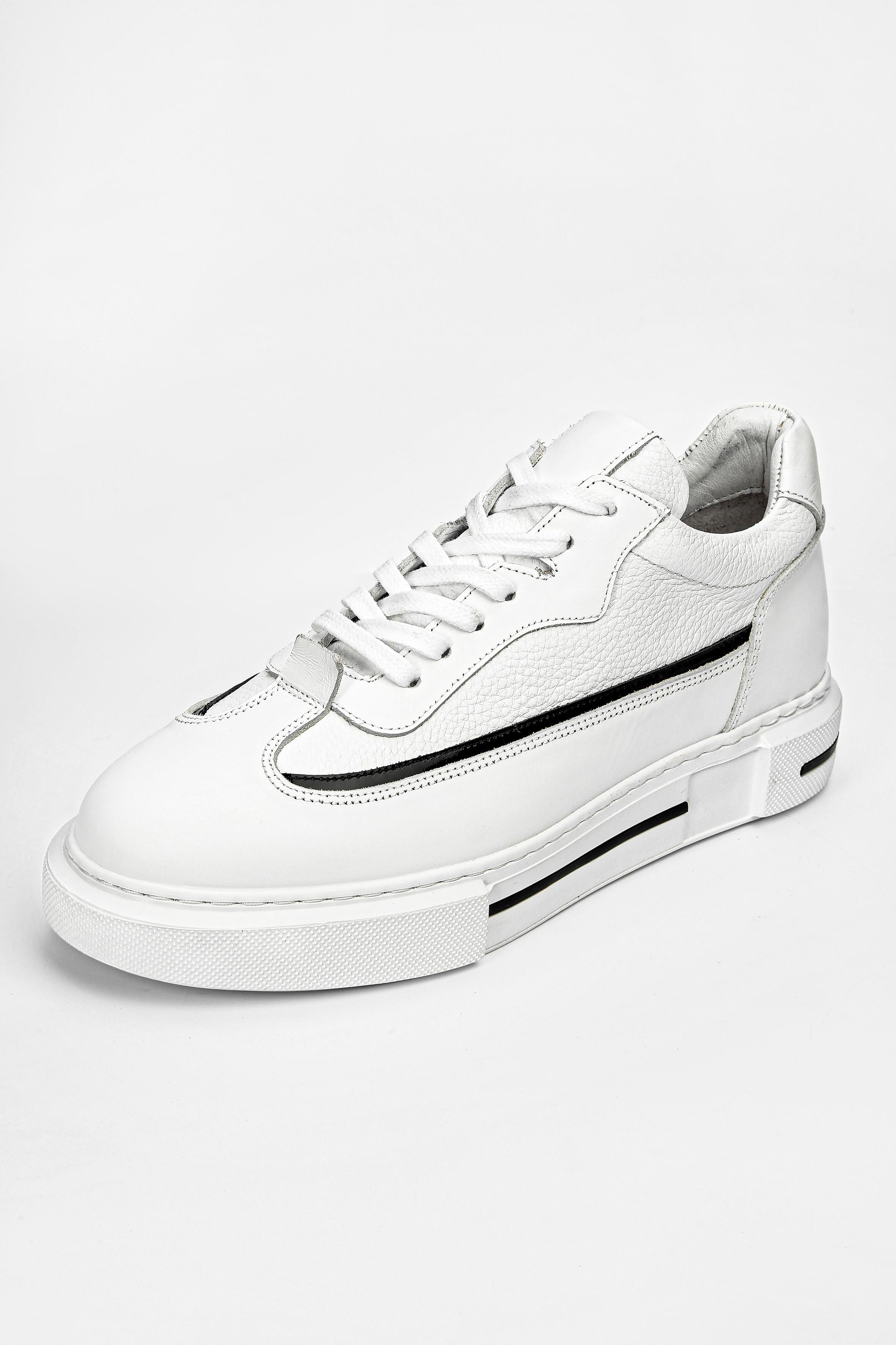 Terry Hakiki Deri El Yapımı Beyaz Sneakers Ayakkabı