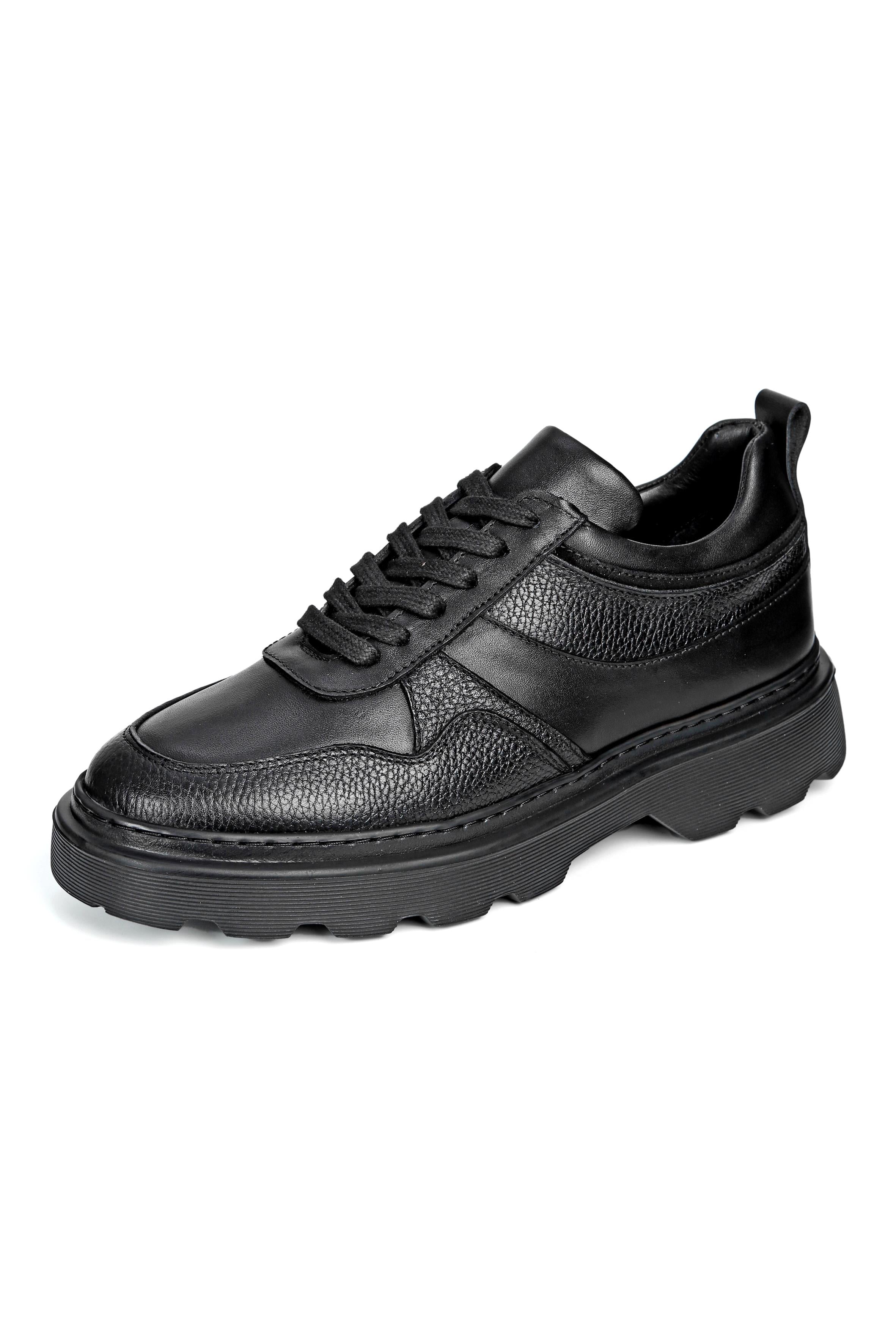 Bellavia Hakiki Deri El Yapımı Erkek Siyah Sneaker Ayakkabı