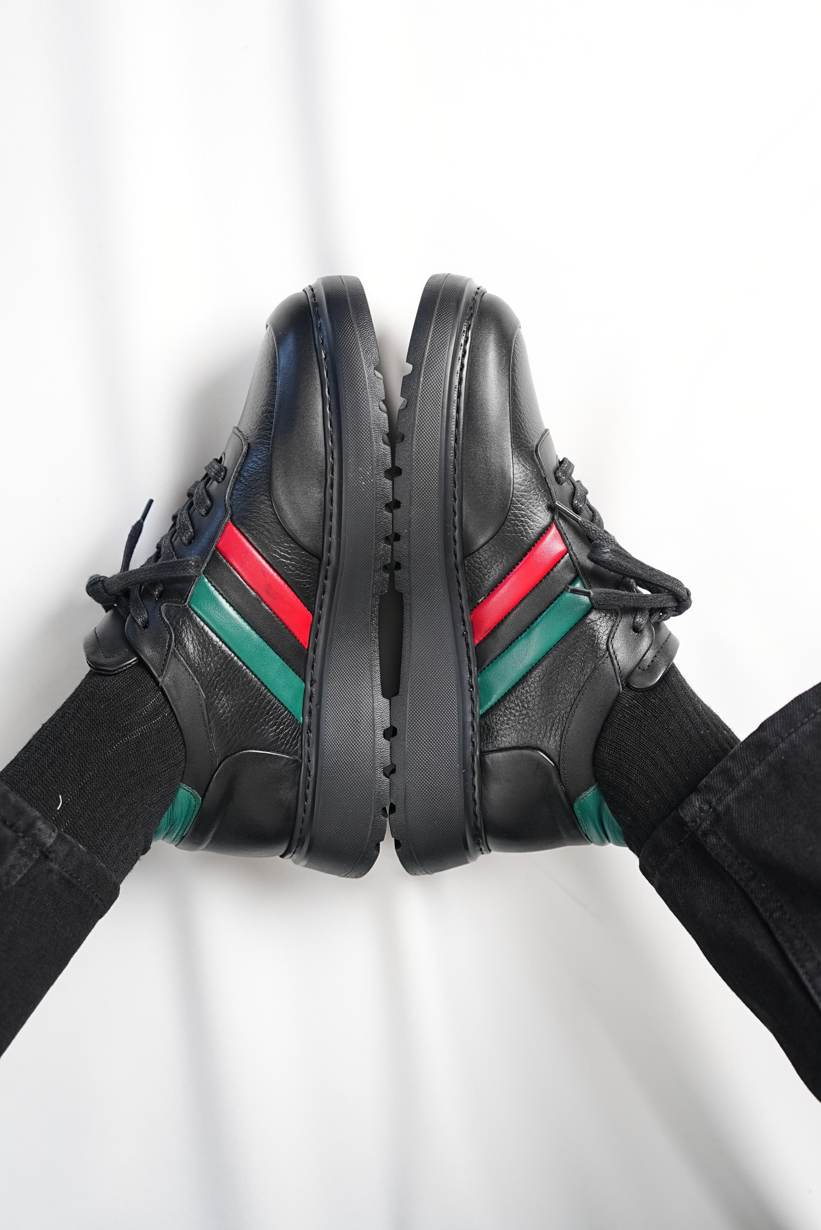 Venturo Hakiki Deri El Yapımı Erkek Siyah Sneaker Ayakkabı