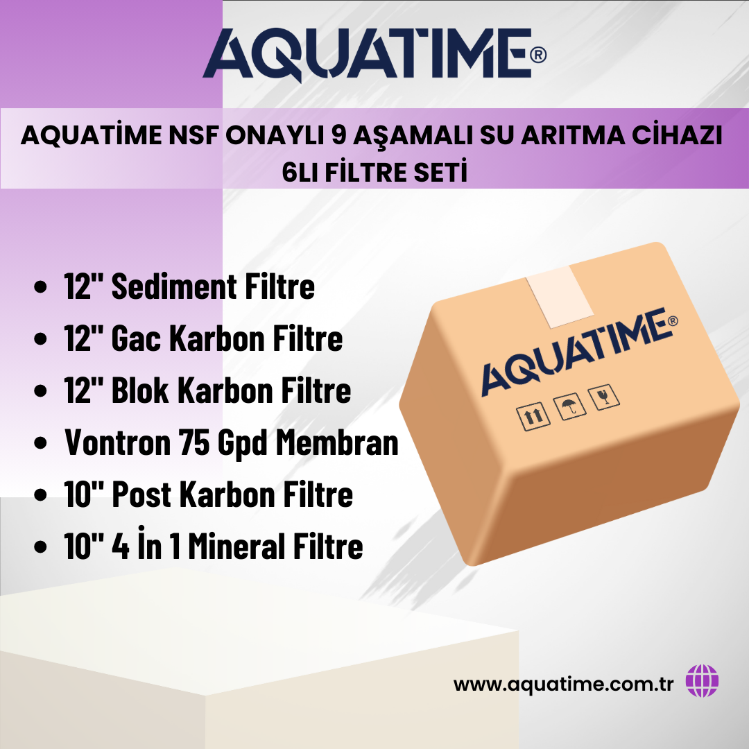 Aquatime Nsf Onaylı 9 Aşamalı Su Arıtma Cihazı 6lı Filtre Seti