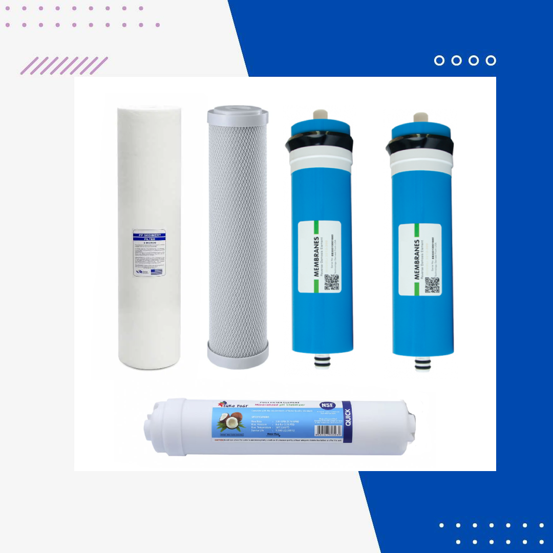 Direk Akış 800 GPD Su Arıtma Cihazı Günde 3000 LT Yedek Filtre Seti