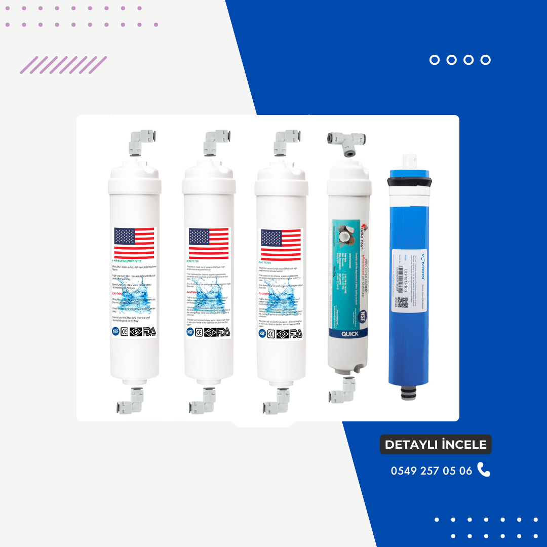Kapalı Kasa 12'' Inç 5'li Inline Filtre Seti (Nsf Onaylı) Vontron Membranlı