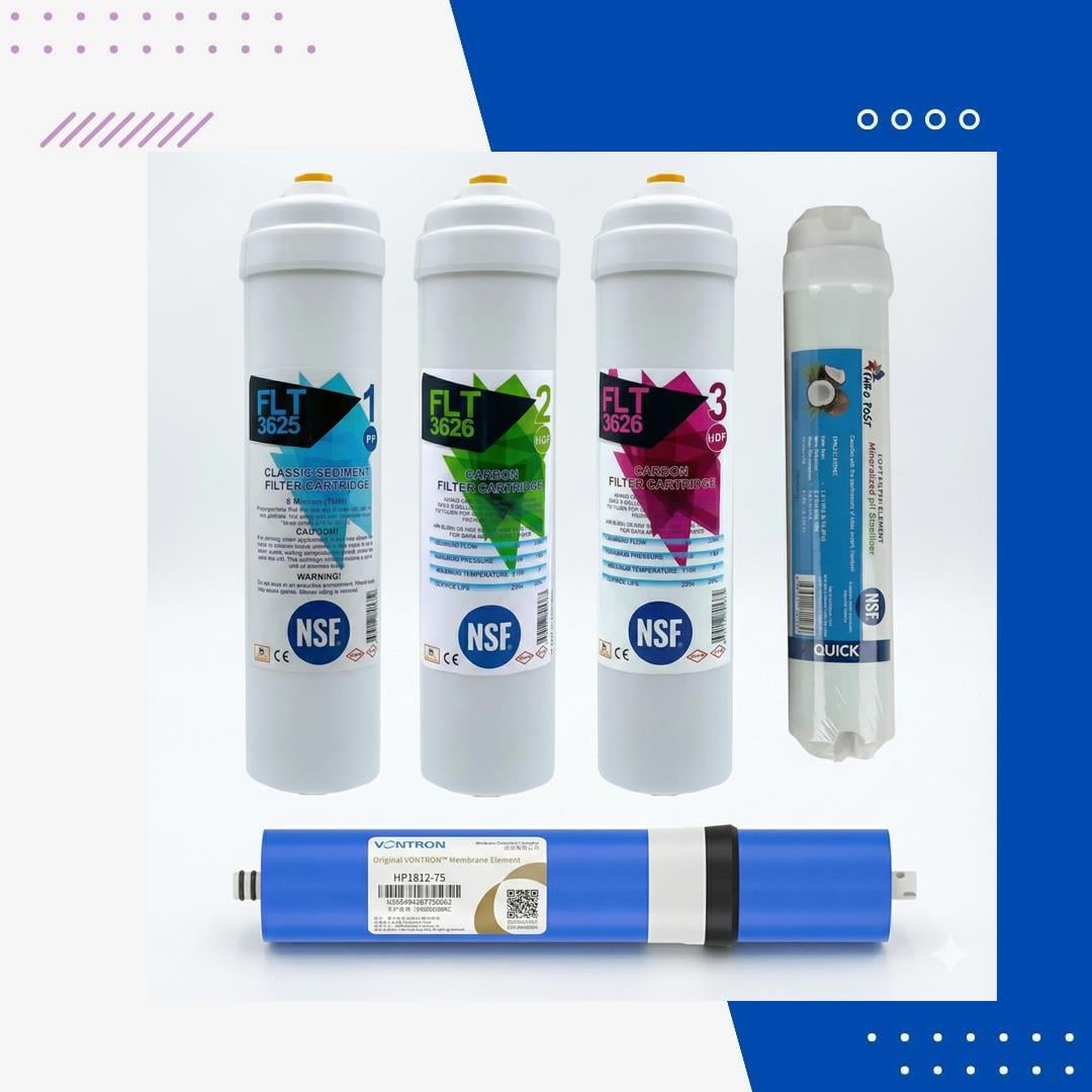 Ortimax Uyumlu 5li Su Arıtma Filtre Seti – PP Sediment, GAC, CTO Karbon, Membran ve Post Karbon