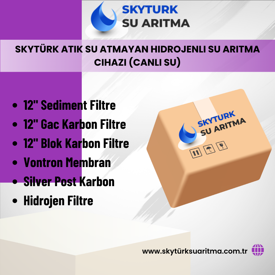 Skytürk Atık Su Atmayan Hidrojenli Canlı Su Üreten Su Arıtma Cihazı 6lı Filtre Seti