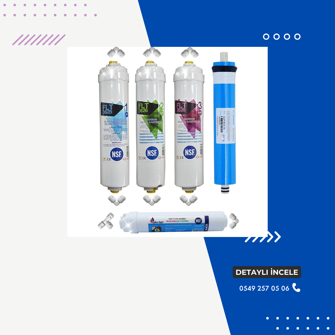 Su Arıtma Cihazı Yeni Nsf'li Özel Seri 5 Aşamalı Vontron Membranlı İnline Filtre Seti