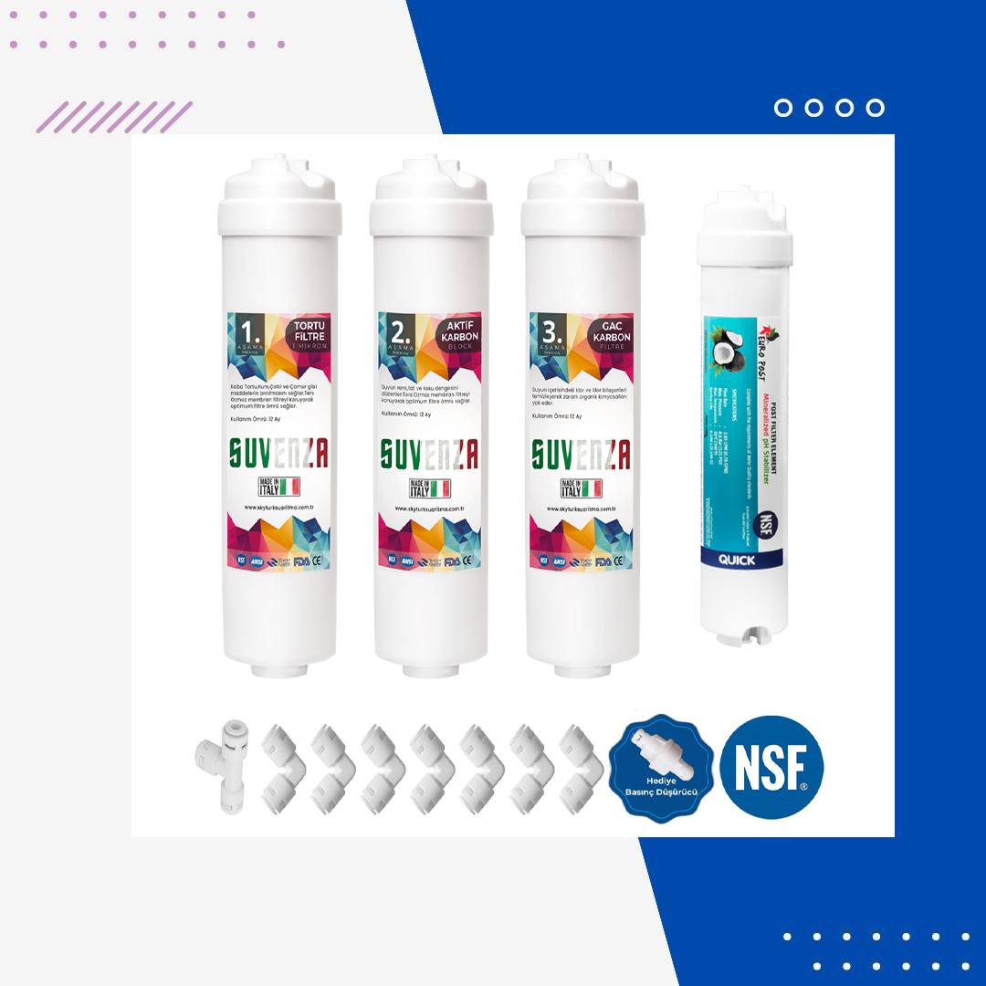SUVENZA Nsf Onaylı 4'lü Ön Filtre Seti (Coconat Bazlı)