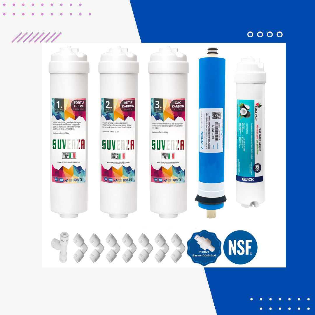 SUVENZA Nsf Onaylı 5li Filtre Seti Vontron Membranlı (Coconat Bazlı)