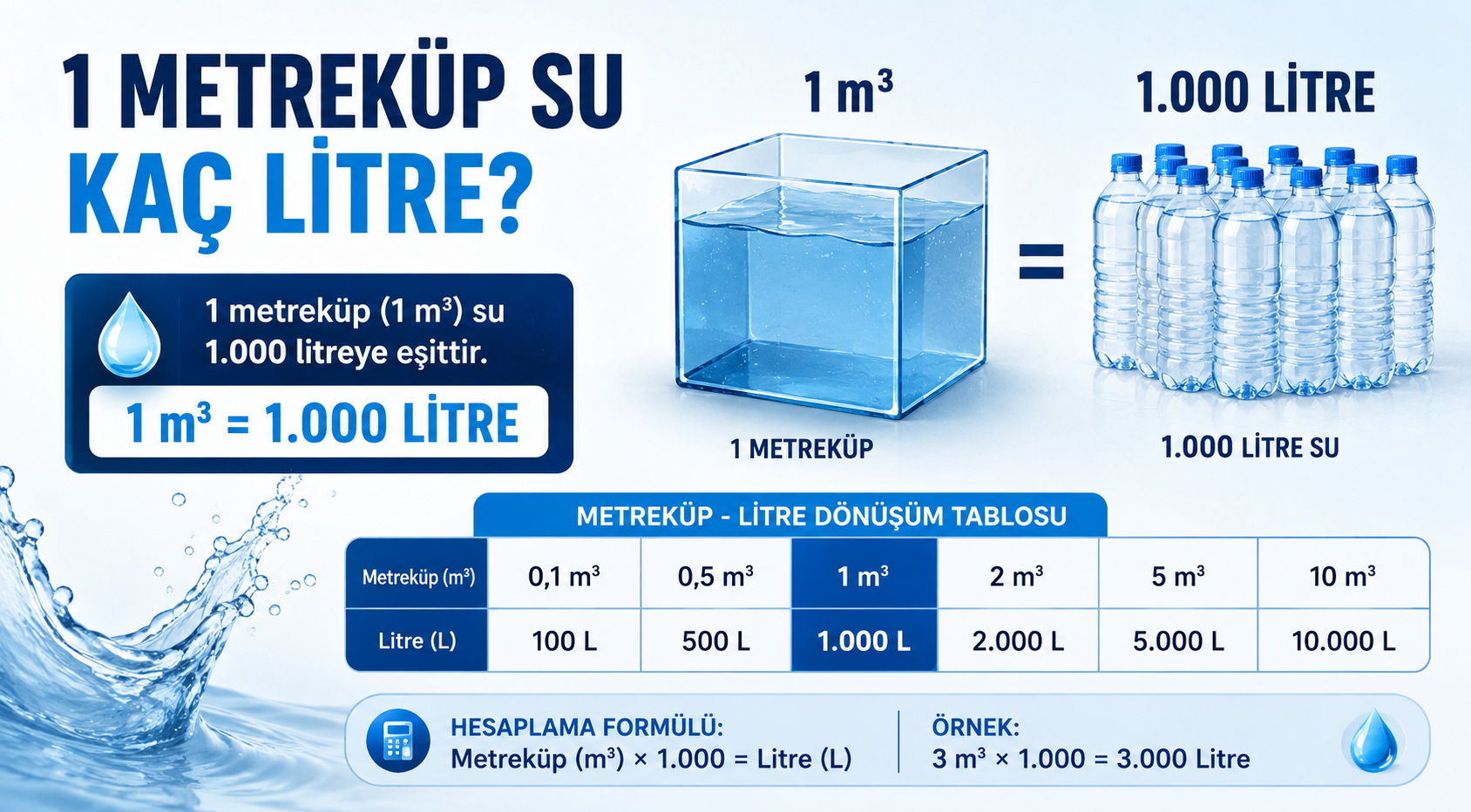 1 metreküp kaç litre,1 m3 kaç litre,1 metreküp su kaç litre,m3 litre dönüşümü,metreküp litre hesaplama,1000 litre kaç m3,5 m3 kaç litre,10 m3 kaç litre