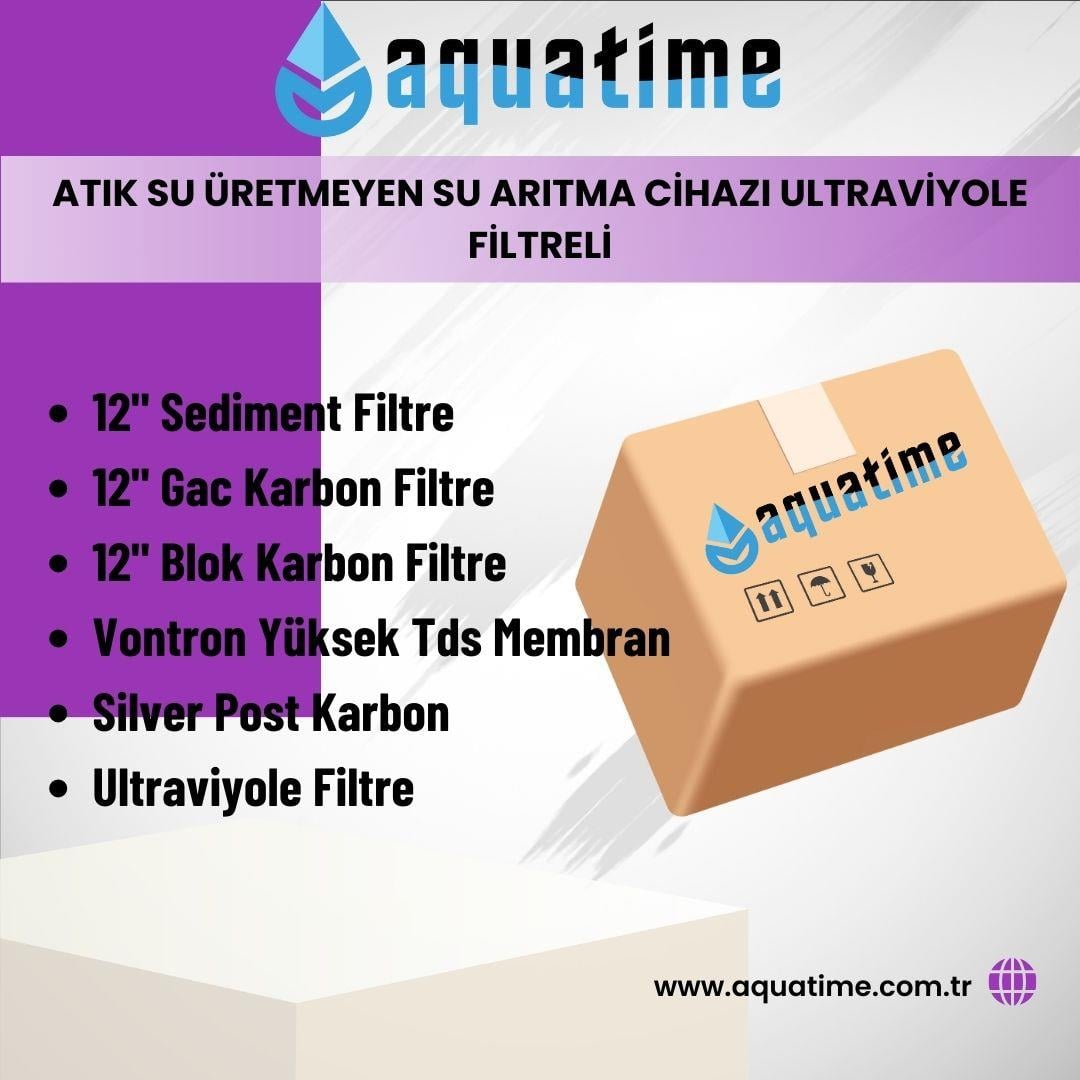 Aquatime Atık Su Üretmeyen Su Arıtma Cihazı Ultraviyole Filtreli 6lı Filtre Seti