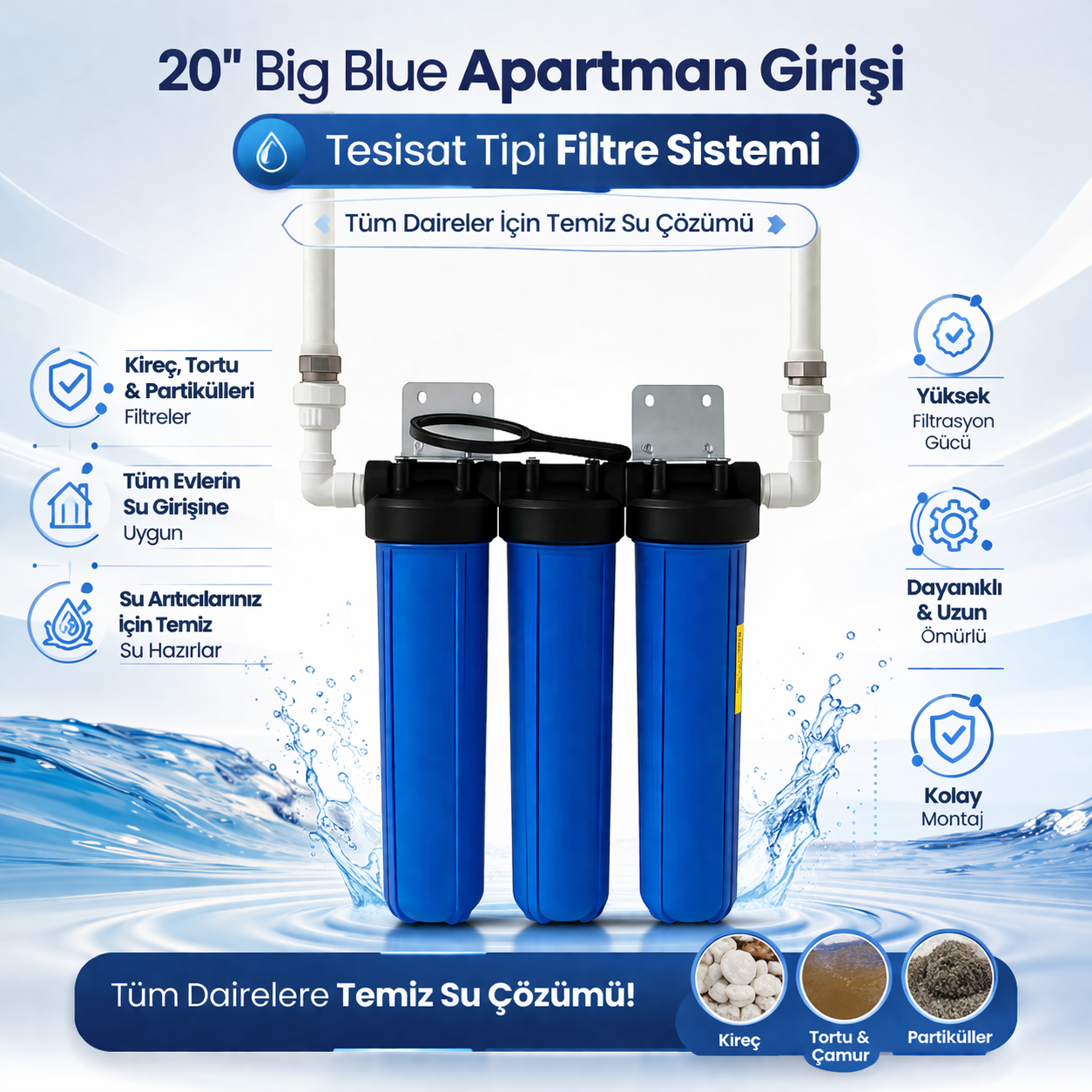 Bina Girişi Su Arıtma Cihazı Çamur Tortu Pas ve Koku Önleyici Sistem