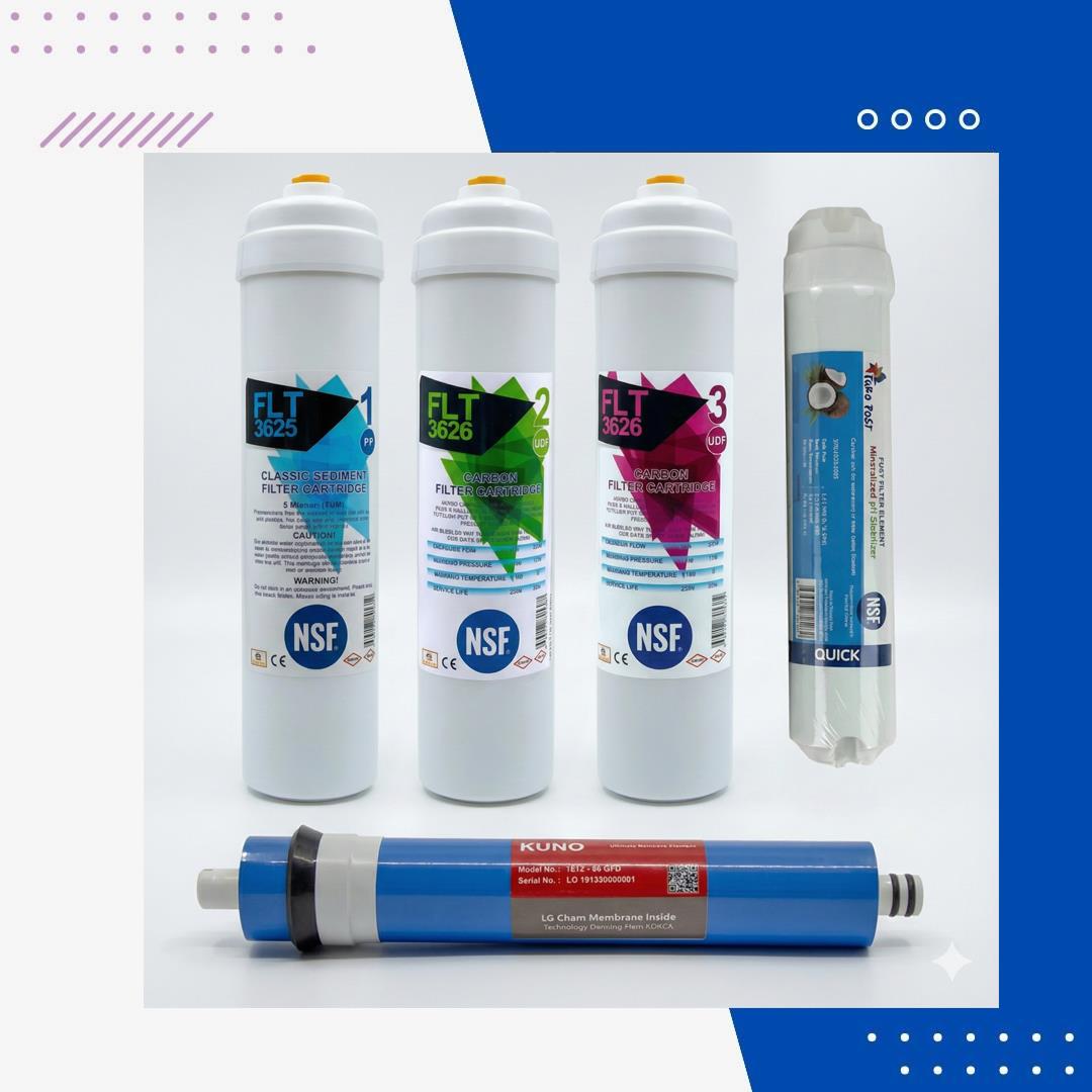Su Arıtma Cihazı Filtresi NSF Onaylı 5'li Kuno Membranlı Filtre Seti