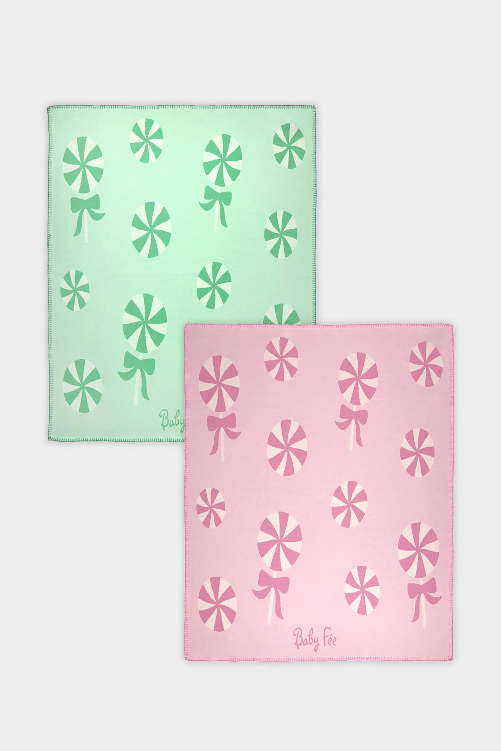 Renkli Rüyalar 2'li Jakar Örgülü Battaniye Seti (Pop Pink & Mint)