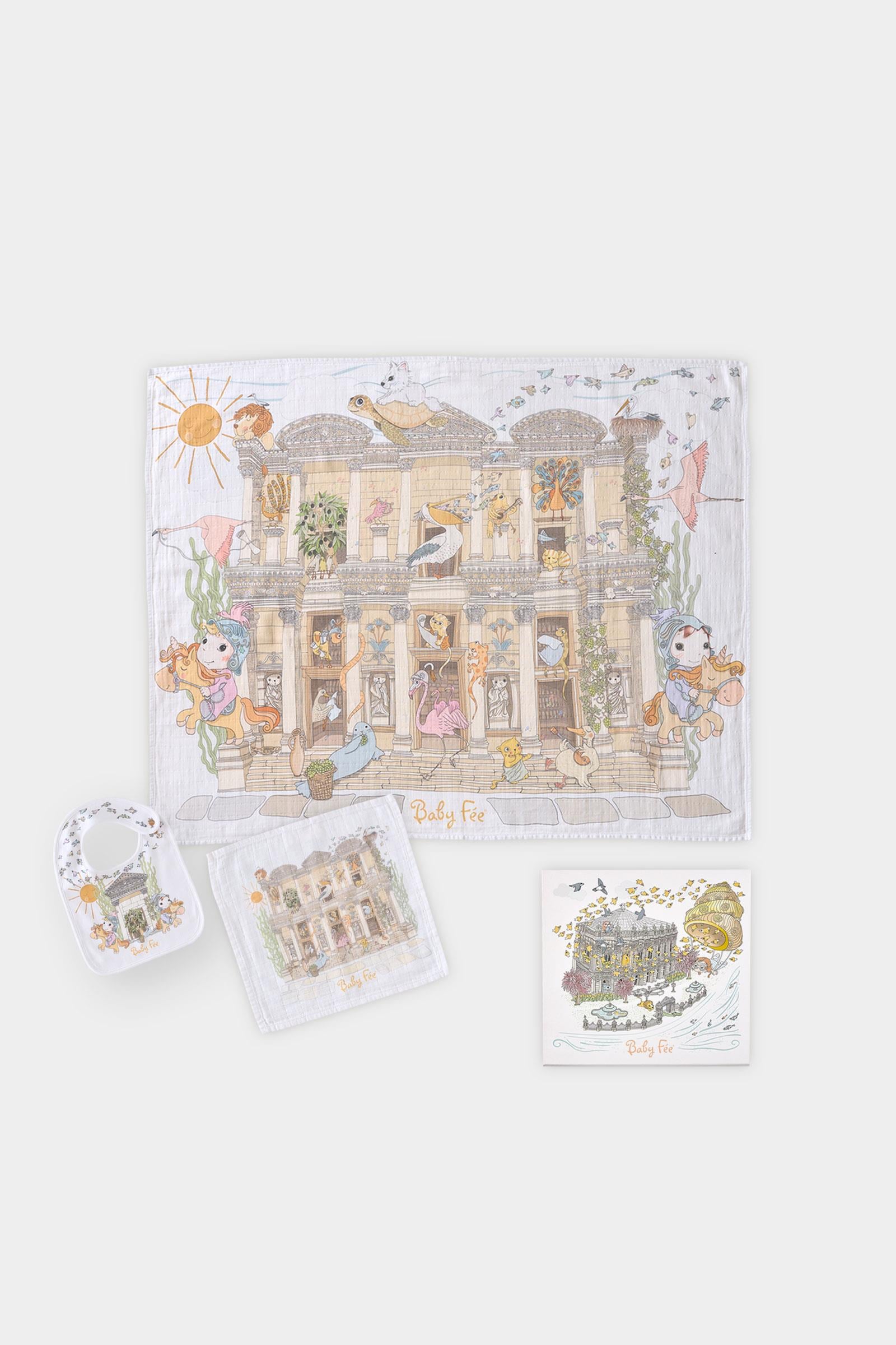 Gift Set of 3 - Ephesus Collection (Blanket & Bib & Burp Cloth)