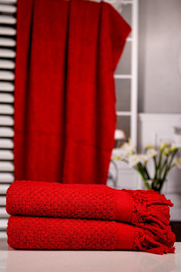 Menderes Home Cotton Collection Bukle Banyo Havlusu Peşkir Kırmızı