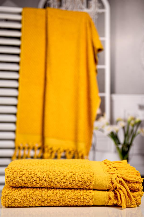 Menderes Home Cotton Collection Bukle Banyo Havlusu Peşkir Hardal