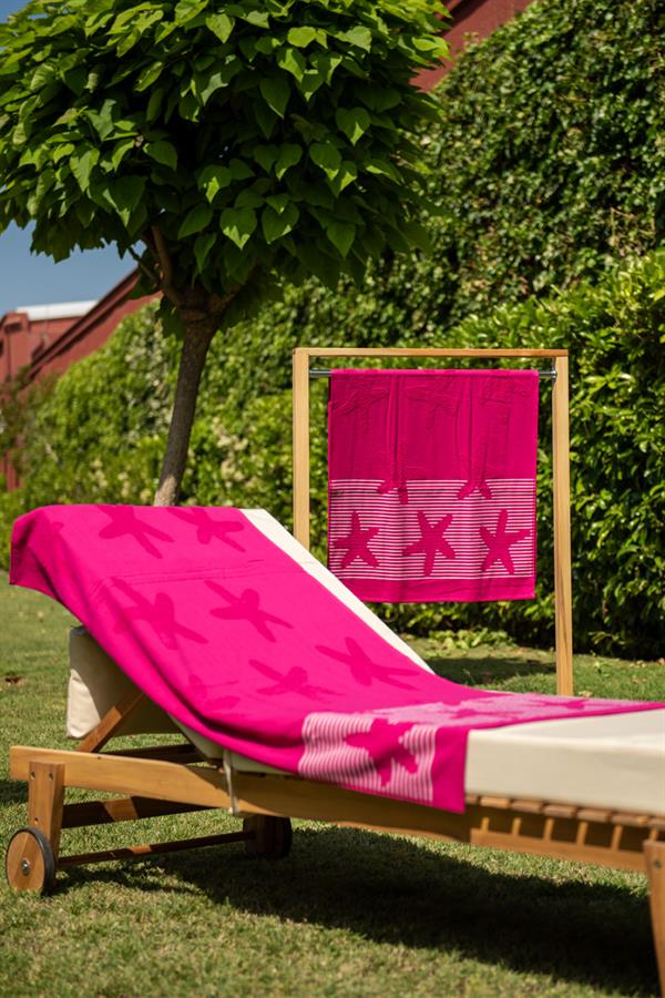 Menderes Home Cotton Collection Bukle Plaj Havlusu Yıldız Fuşya