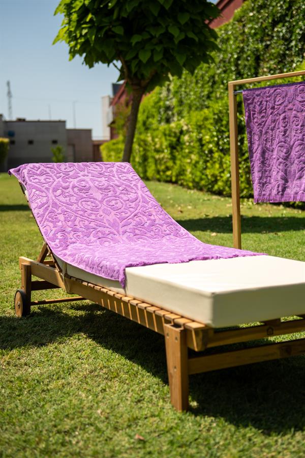 Menderes Home Cotton Collection Bukle Plaj Havlusu Saçaklı Mor
