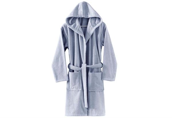 Menderes Home Cotton Collection Bukle Small Kapşonlu Bornoz Düz Gri
