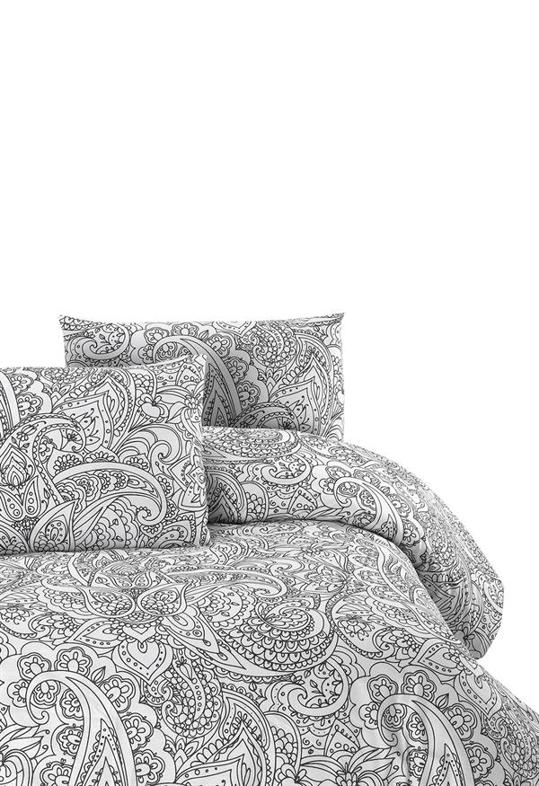 Menderes Home Cotton Collection Ranforce Tek Kişilik Nevresim+Yastık Şal Gri