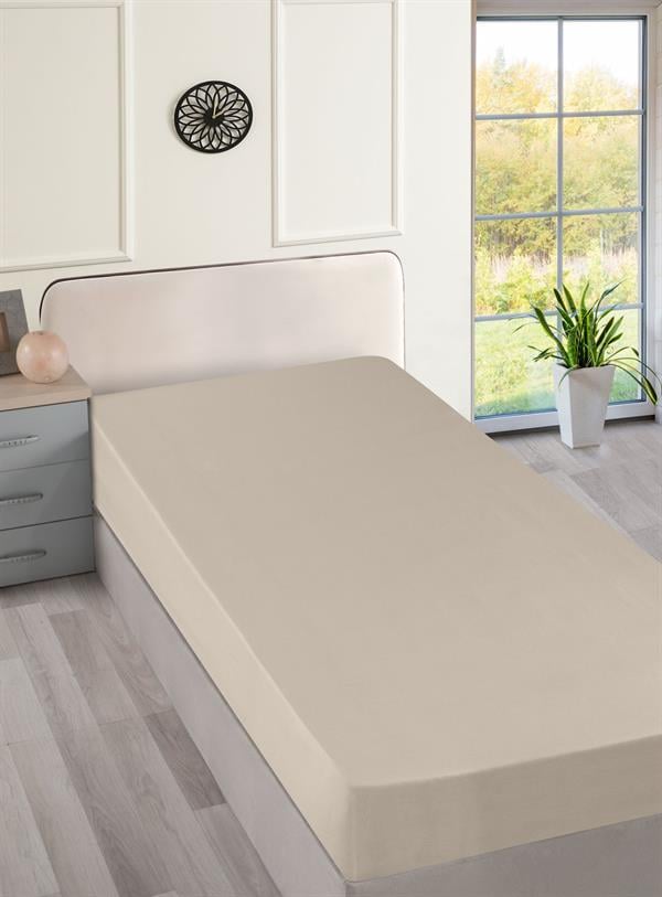 Menderes Home Cotton Collection Ranforce Tek Kişilik Çarşaf Düzboya Bej