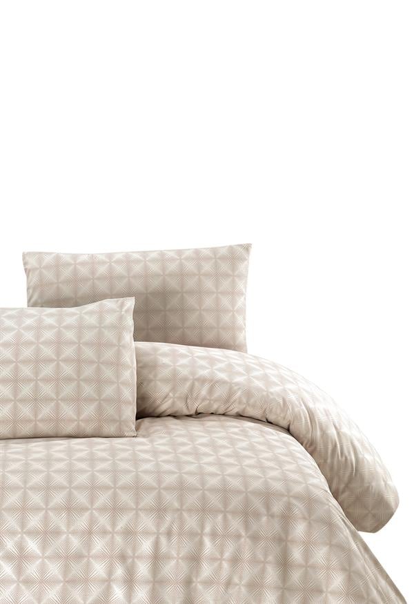 Menderes Home Cotton Collection Ranforce Tek Kişilik Nevresim+Yastık Efekt Bej