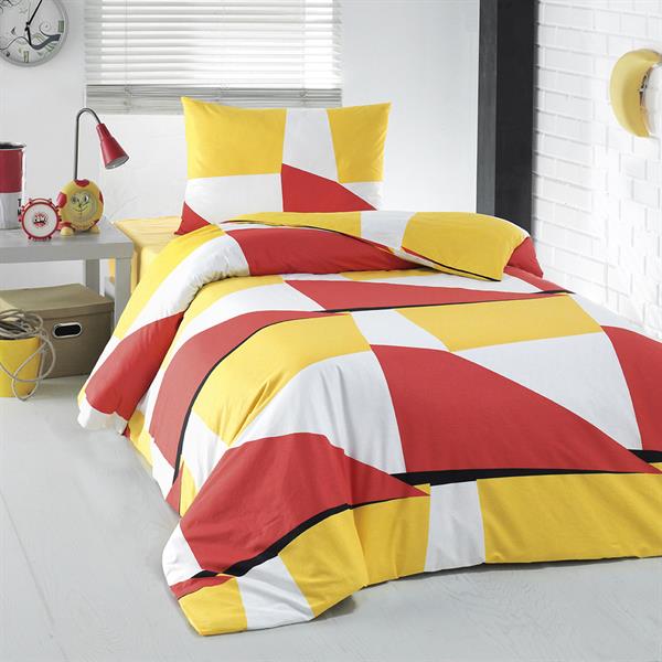 Menderes Home Cotton Collection Ranforce Tek Kişilik Nevresim Takımı Sweet Sarı-Kırmızı