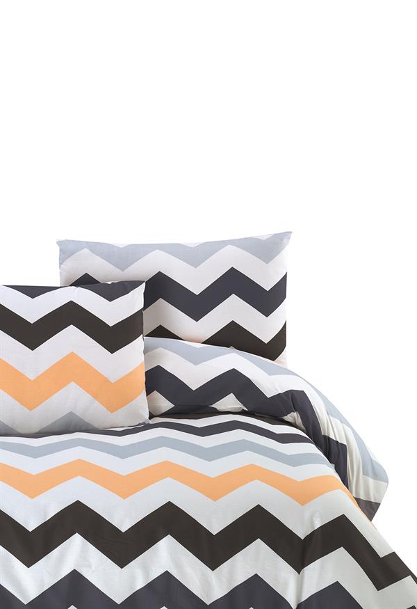 Menderes Home Cotton Collection Ranforce Çift Kişilik Nevresim+Yastık Zigzag Turuncu