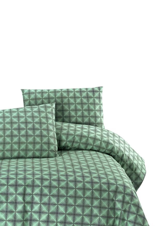 Menderes Home Cotton Collection Ranforce Tek Kişilik Nevresim+Yastık Efekt Yeşil