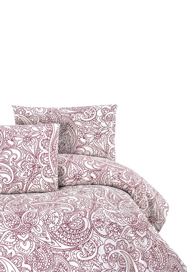 Menderes Home Cotton Collection Ranforce Tek Kişilik Nevresim+Yastık Şal Bordo