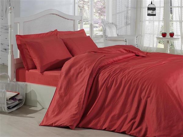Menderes Home Lanotte Saten Tek Kişilik Nevresim Takımı Vlore Mercan
