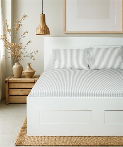 Cotton Collection Çift Kişilik Çizgili Çarşaf Seti D1